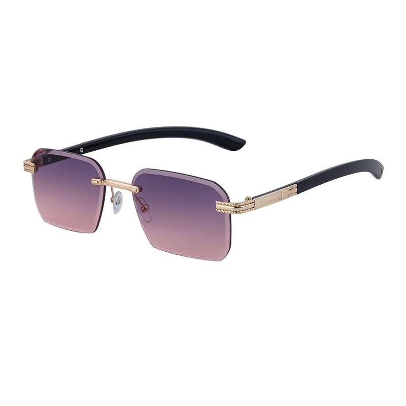 2024 New Diamond Cut Sunglasses European and American Fashion Retro Frame Men Women's Sunscreen Sunglasses with Black Frame