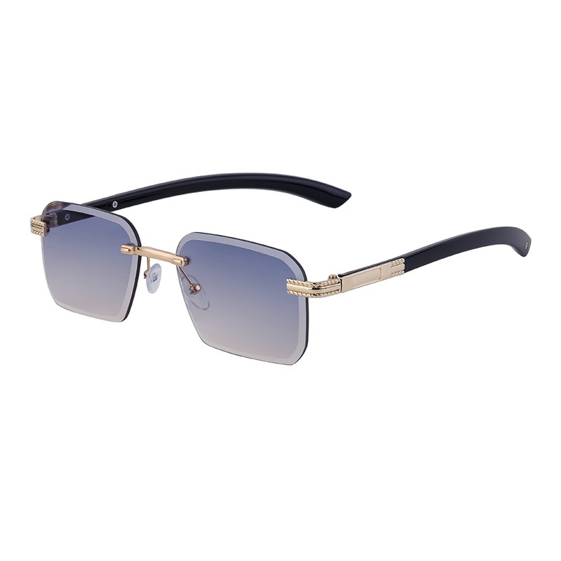 2024 New Diamond Cut Sunglasses European and American Fashion Retro Frame Men Women's Sunscreen Sunglasses with Black Frame