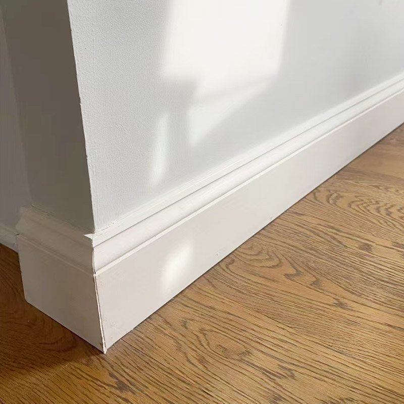 5/5" x 2-1/2"Hot Sell Custom Size White Primed Solid Wood Baseboard Shadow Box Frame Mouldings