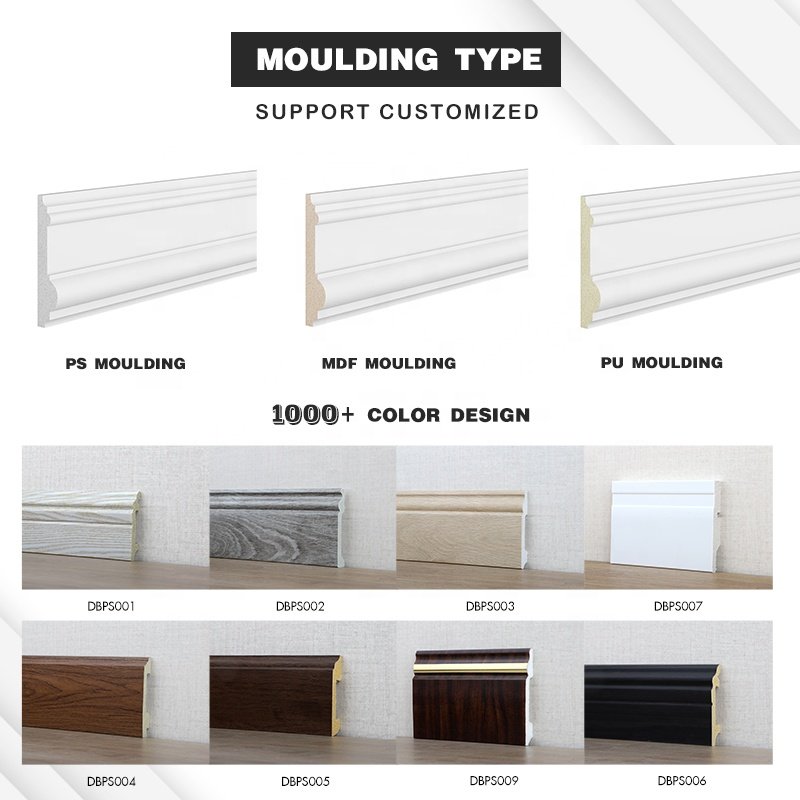 DBDMC Brand Decorated PS EPS Floor Ceiling Timber Wooden Skirting Baseboard Side Mouldings Crown Decorative For Ceiling