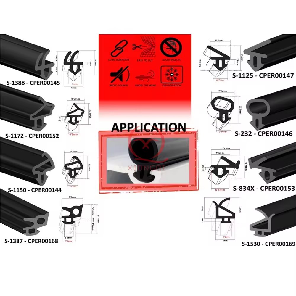 XIONGQI Frame Sealing Window Seals For Aluminium Glass Rubber Door Or Window Soundproof Weather seal strip