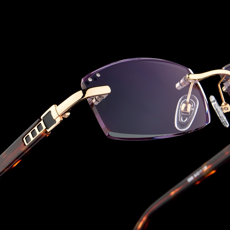 Rectangular rimless frames in stock high quality men's metal prescription eyewear eyeglasses reading glasses