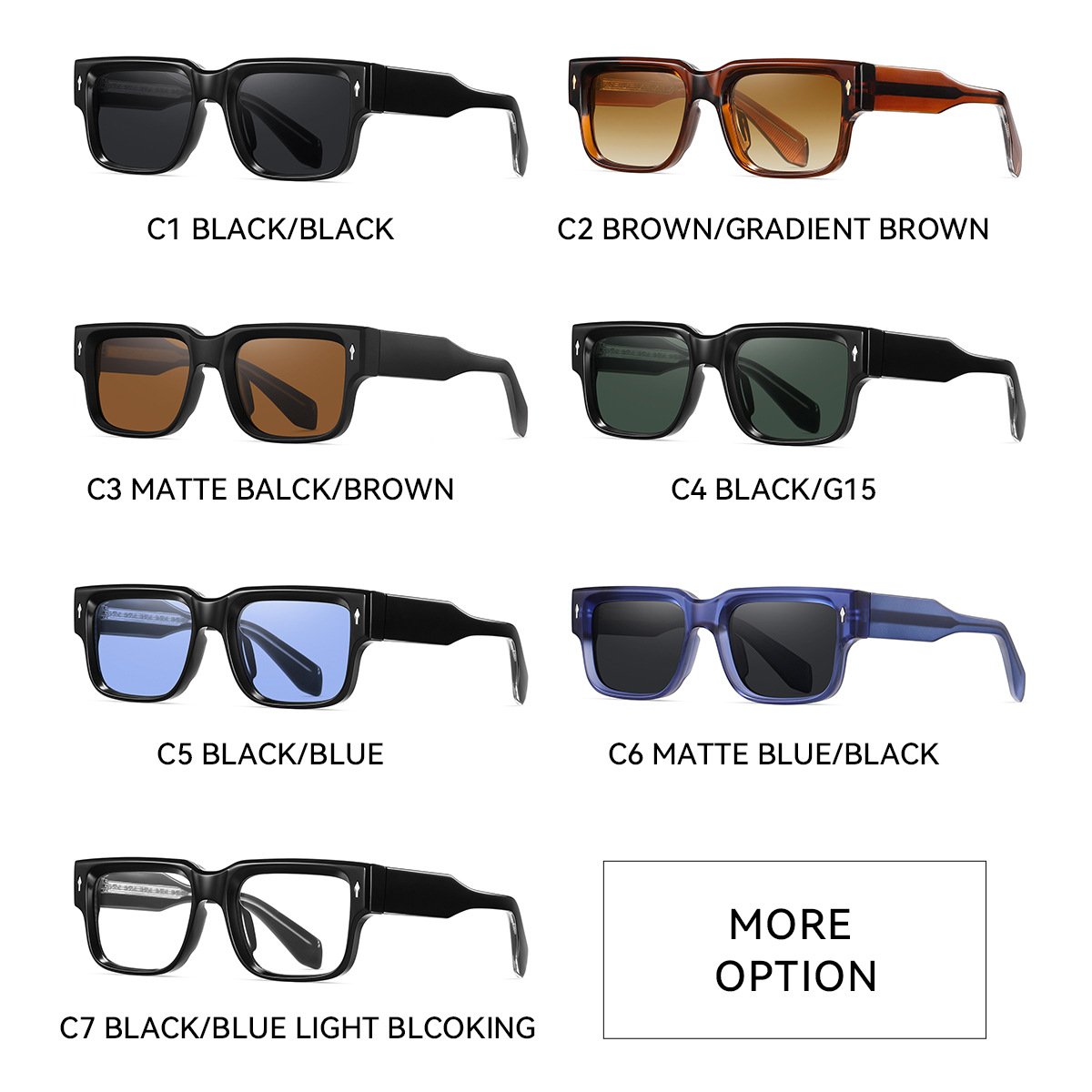 Square And Thick flat top thick frame shades sunglasses Eyewear Fashion Chunky Frame lunette de soleil tendance 2024 2025