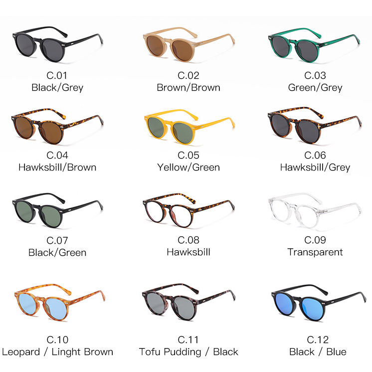 Hot sale vintage Fashionable Custom Logo Women Retro polarized famous brand Sun Glasses round Frame Trendy Ladies Sunglasses