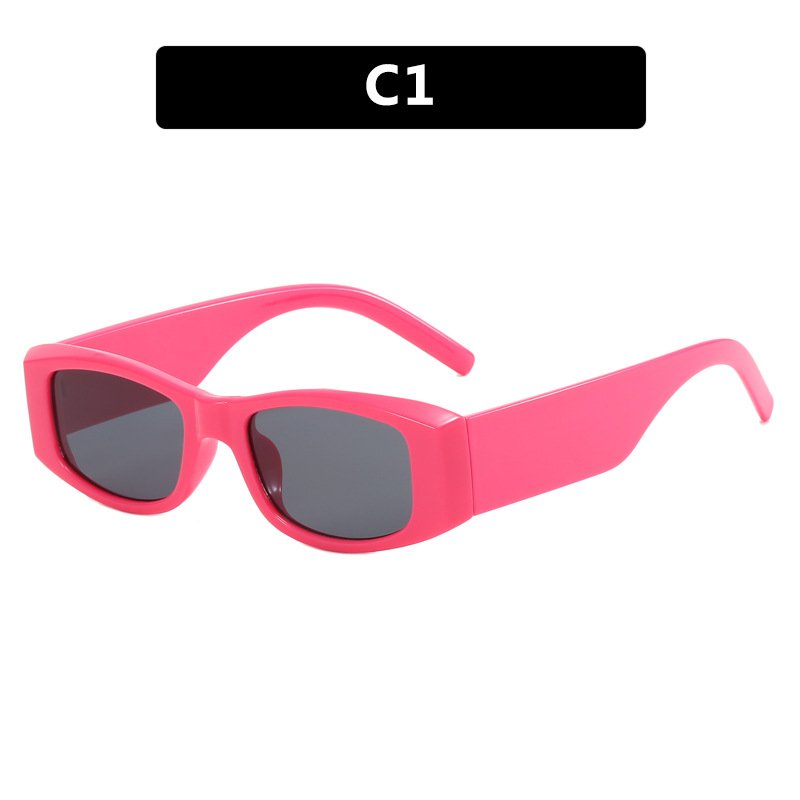 Rectangle Metal logo Custom Black Sunglasses Trend Luxury Fashion Small Square Frame Shades Glasses Women Men