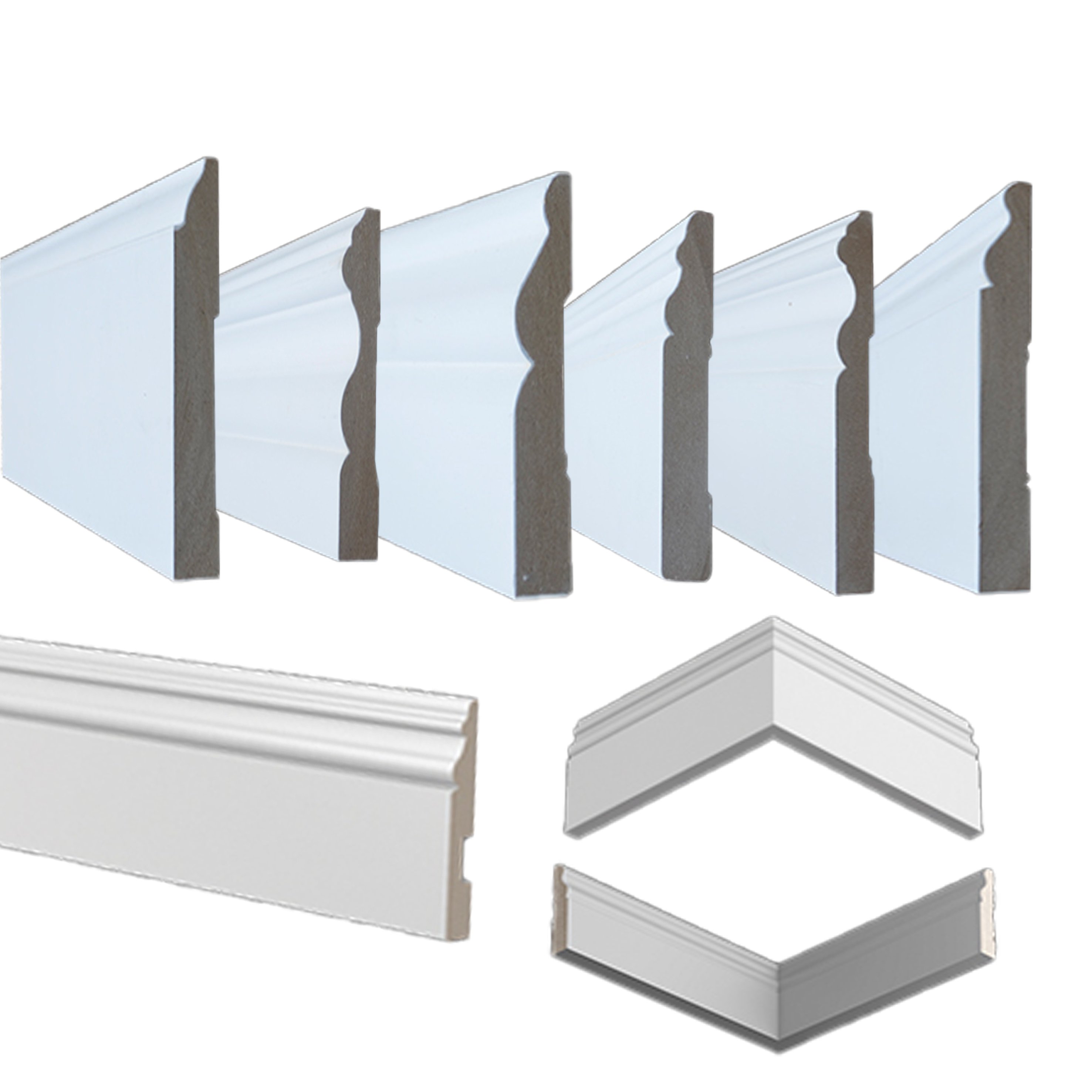 High quality pine board finger jointed white skirting molding baseboard MDF wall skirting board