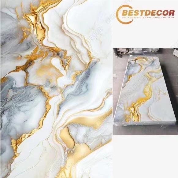 Paneles 3D PVC Material High Glossy UV Marble Sheet 3mm PVC Sheet Alternative Panel For Wall Decoration