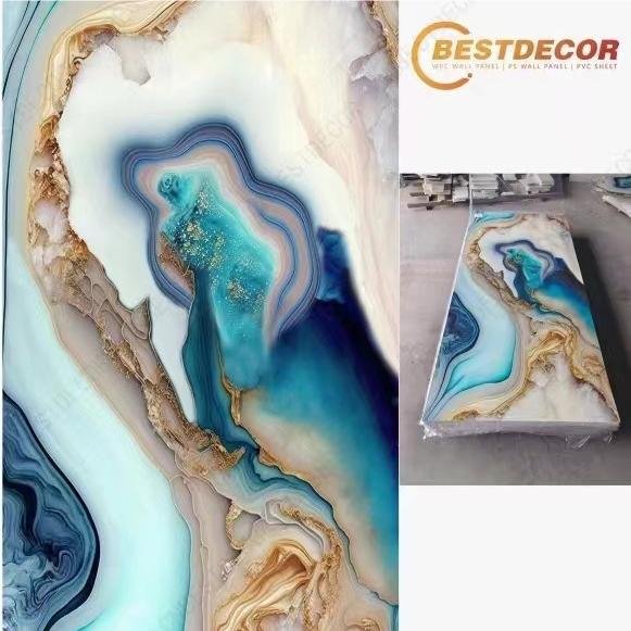 Paneles 3D PVC Material High Glossy UV Marble Sheet 3mm PVC Sheet Alternative Panel For Wall Decoration