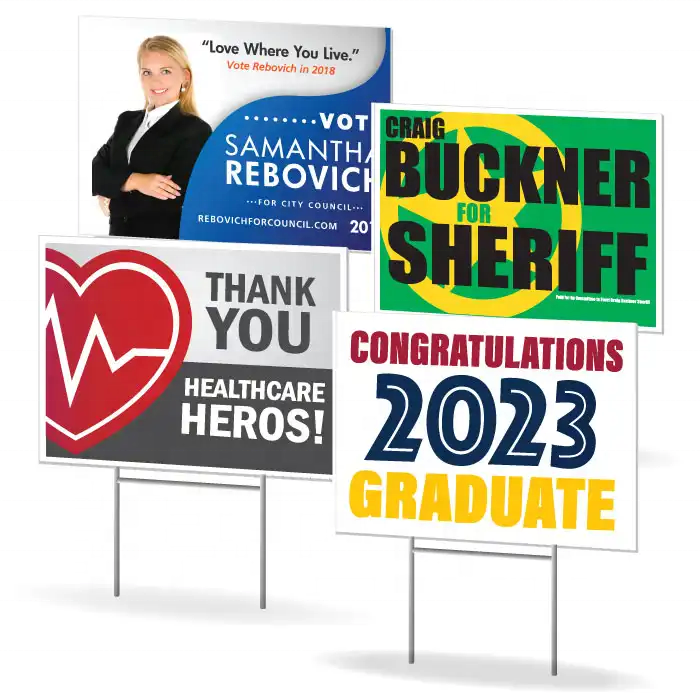 Double Sided Campaign Custom Printed Outdoor Advertising Warnings Road Garden Sign for House Yard Signs with H Metal Stakes
