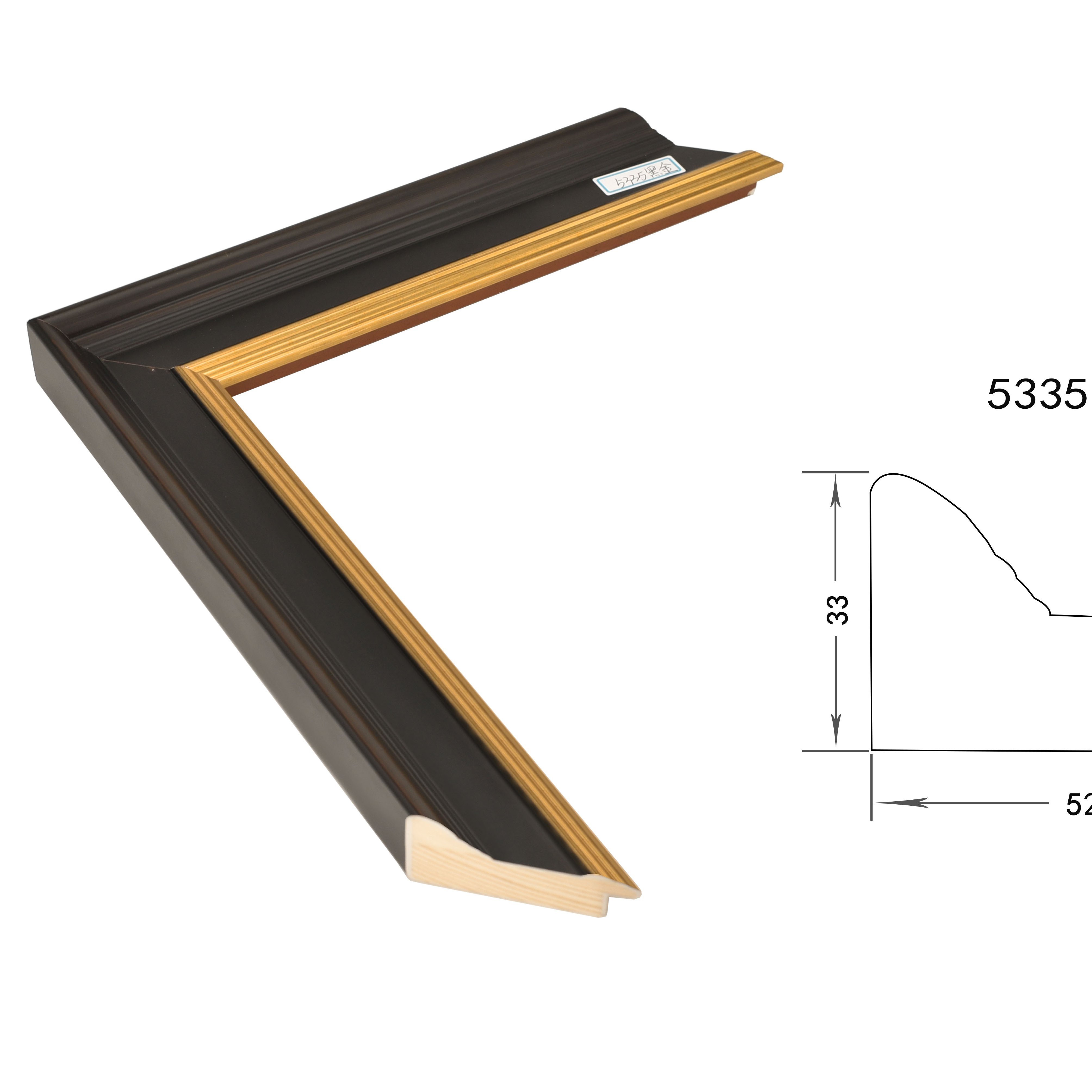 Factory Bulk customized Solid wooden Wholesale Baroque gold with black color wall painting picture Frame Moulding