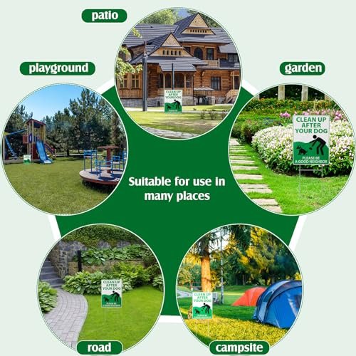 Yard Sign with Metal Wire H Stakes, UV resistance, Waterproof, Non Fading, Easy to Install No Pooping Dog Lawn Sign
