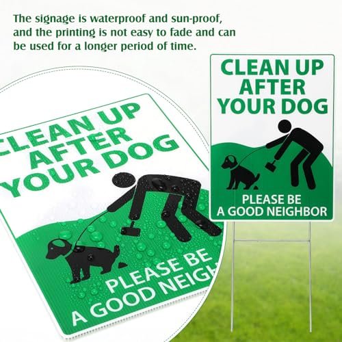 Yard Sign with Metal Wire H Stakes, UV resistance, Waterproof, Non Fading, Easy to Install No Pooping Dog Lawn Sign