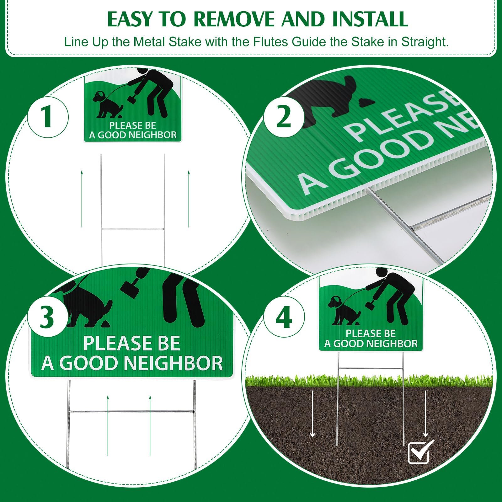 Yard Sign with Metal Wire H Stakes, UV resistance, Waterproof, Non Fading, Easy to Install No Pooping Dog Lawn Sign