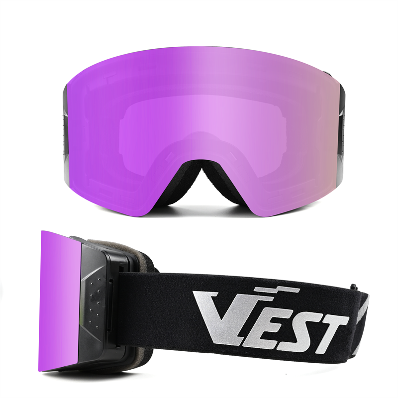 Side Locking Magnetic Ski Goggles Easy Change Lens Strap Anti-Fog Anti-UV Custom Logo Snow Snowboard Goggles Manufacturers