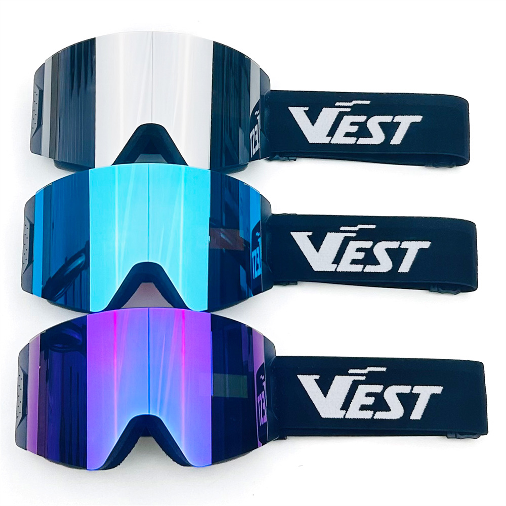 Side Locking Magnetic Ski Goggles Easy Change Lens Strap Anti-Fog Anti-UV Custom Logo Snow Snowboard Goggles Manufacturers