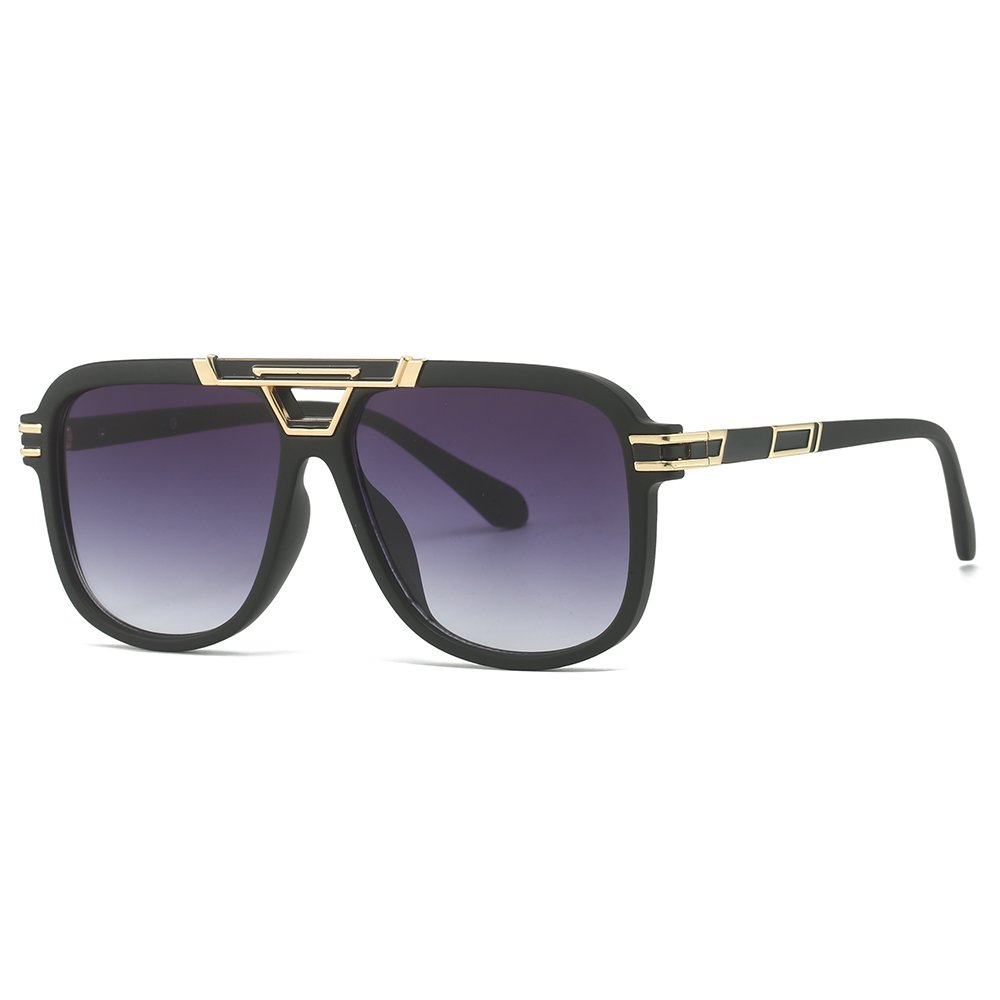 2024 New Arrival Top Seller Vintage Square Frame Double Bridge PC Green Tinted Aviat Sunglasses Unisex Gold/Transparent Frame