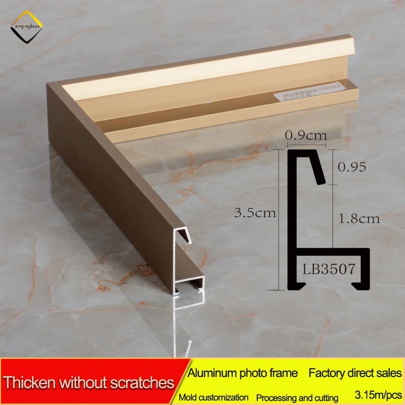Factory Outlet Customized Metal Photo Frame Brushed Dumb Brass Aluminium Poster Frames Moulding Aluminum Profile
