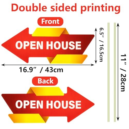 Open house arrow yard signs with stakes Property sale directional arrows signs for Outdoor real estate agent supplies