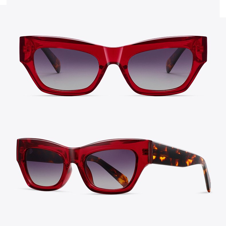 DL GLASSES 2024 Trendy Glasses Cat Eye Eyewear Red Tortoise Acetate Frames TR Legs Polarized Fashion Sunglasses Custom For Women