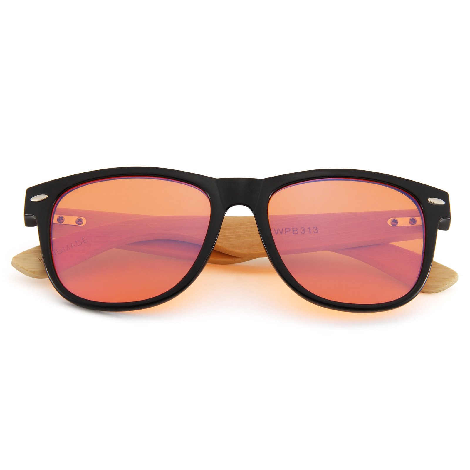 CONCHEN fashion classic Custom design engrave logo blue light block lens wood bamboo men glasses frame