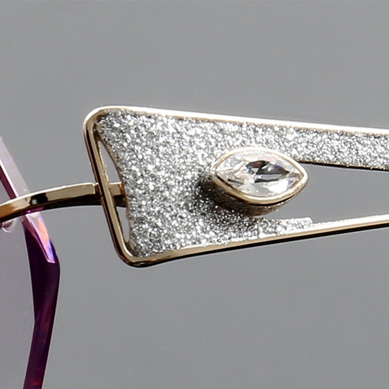 New Diamond Frameless Trimmed Pure Titanium Optical Spectacle Frame with Anti-Blue Light Myopia Glasses
