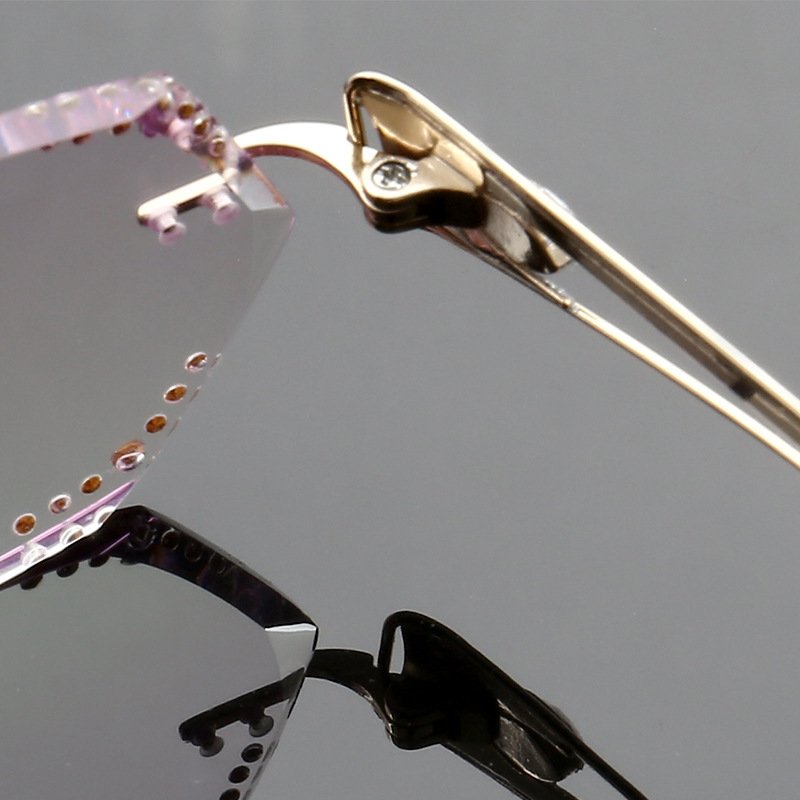 New Diamond Frameless Trimmed Pure Titanium Optical Spectacle Frame with Anti-Blue Light Myopia Glasses
