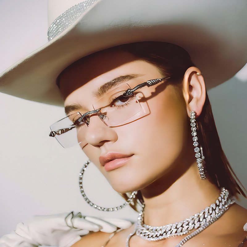 high quality famous brand designer sun glasses vintage metal square frame fashion rimless trendy women men sunglasses 2024