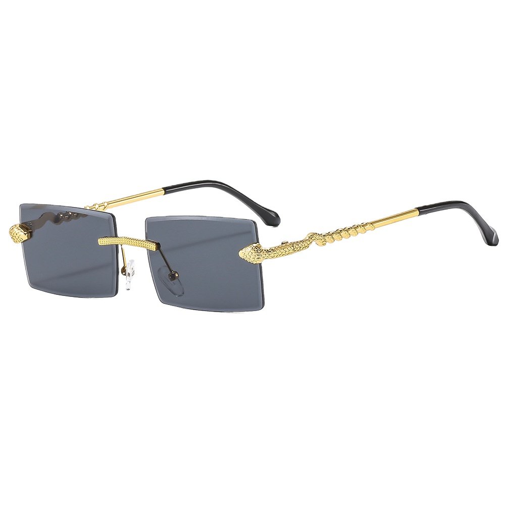 high quality famous brand designer sun glasses vintage metal square frame fashion rimless trendy women men sunglasses 2024