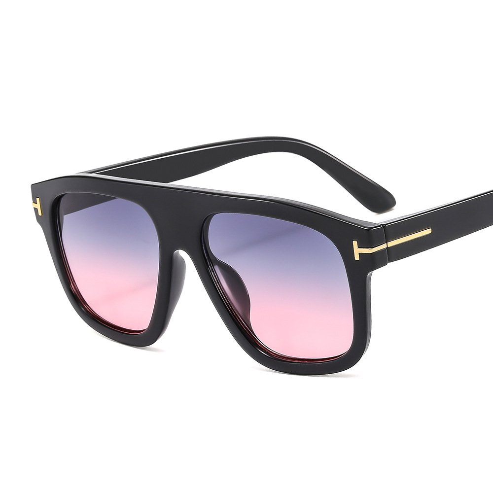 New Square T-Shape Retro Shades Sunglasses PC Large Frame Sunglasses Women Sun Glasses