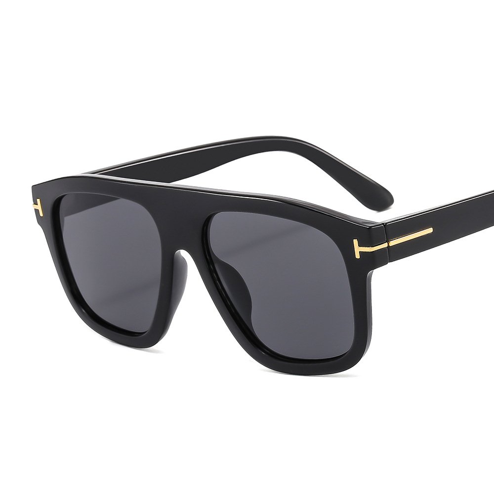 New Square T-Shape Retro Shades Sunglasses PC Large Frame Sunglasses Women Sun Glasses