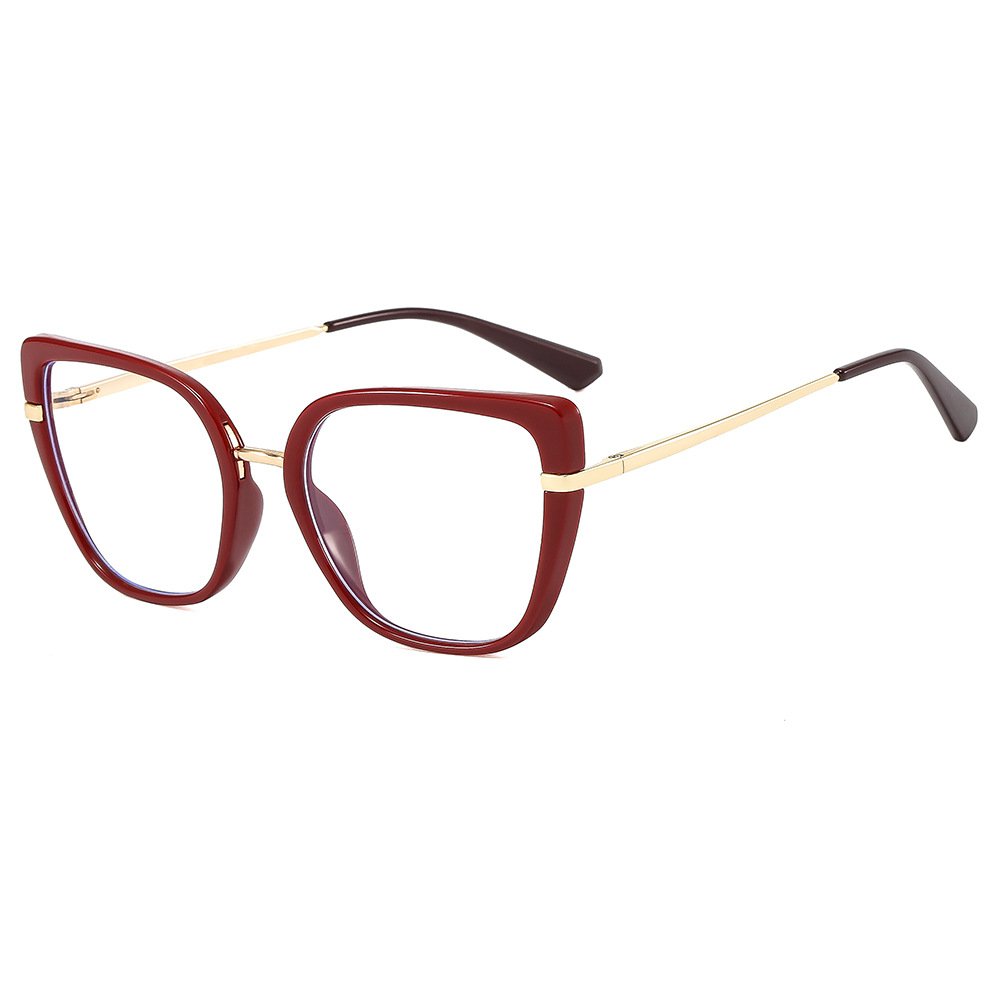 Fashion Transparent Cat Eye Women Glasses Frames Metal Trendy TR90 Anti Blue Light Cateye Eyeglasses Frame Clear Lens Spectacle