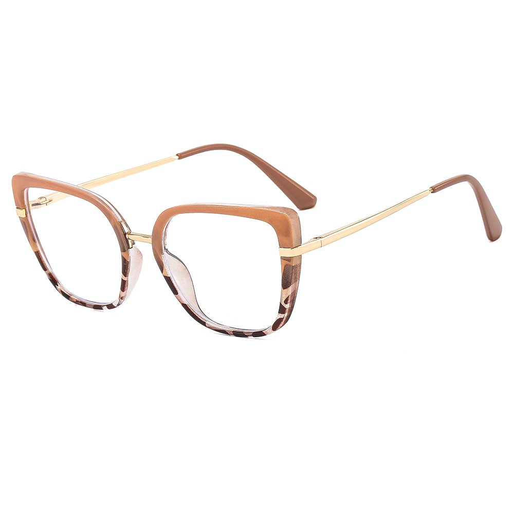 Fashion Transparent Cat Eye Women Glasses Frames Metal Trendy TR90 Anti Blue Light Cateye Eyeglasses Frame Clear Lens Spectacle