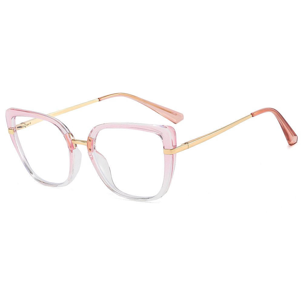 Fashion Transparent Cat Eye Women Glasses Frames Metal Trendy TR90 Anti Blue Light Cateye Eyeglasses Frame Clear Lens Spectacle