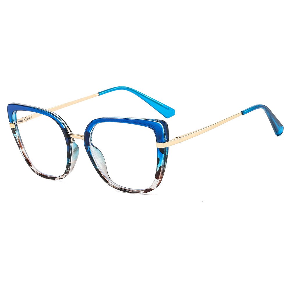 Fashion Transparent Cat Eye Women Glasses Frames Metal Trendy TR90 Anti Blue Light Cateye Eyeglasses Frame Clear Lens Spectacle