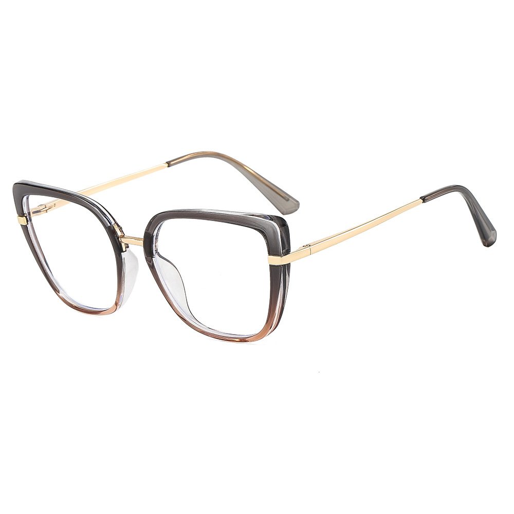 Fashion Transparent Cat Eye Women Glasses Frames Metal Trendy TR90 Anti Blue Light Cateye Eyeglasses Frame Clear Lens Spectacle