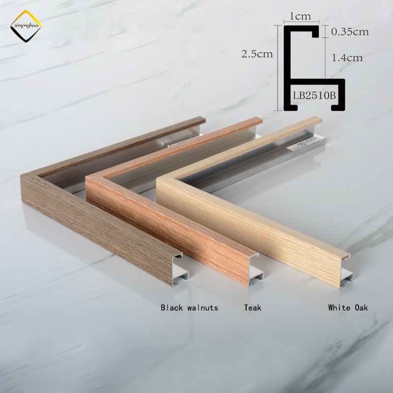 Wooden Color Wood Grain House Decor Wall Mount Metal Poster Frame For Prints Photo Aluminum Picture Frames Moulding
