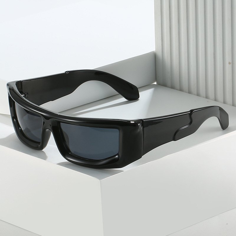 8555 Punk Design Thick Frame Future Technology PC Sunglasses Hot Selling Candy Color Dot Fashion UV Unisex Sunglasses Mens Black