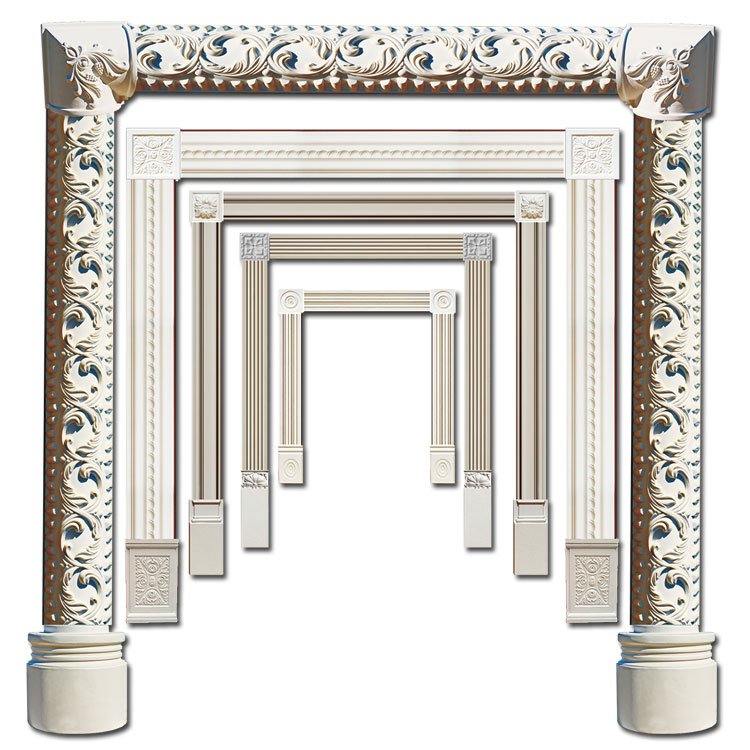 wholesale polyurethane Artificial 3d foam Exterior window Cornice frame Mouldings designs