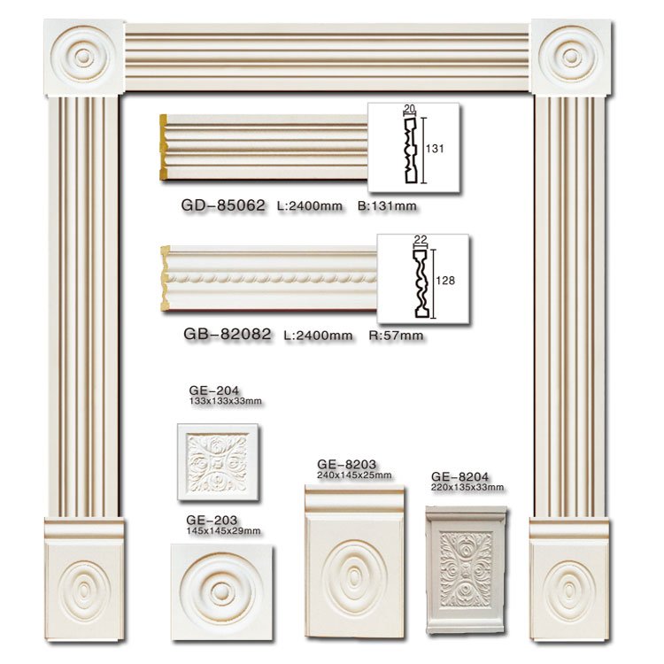 wholesale polyurethane Artificial 3d foam Exterior window Cornice frame Mouldings designs