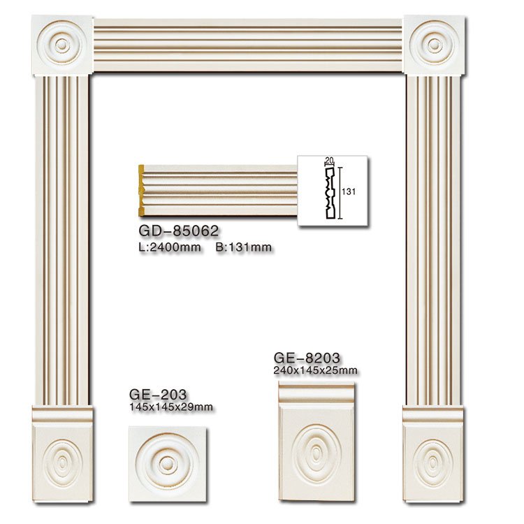 wholesale polyurethane Artificial 3d foam Exterior window Cornice frame Mouldings designs