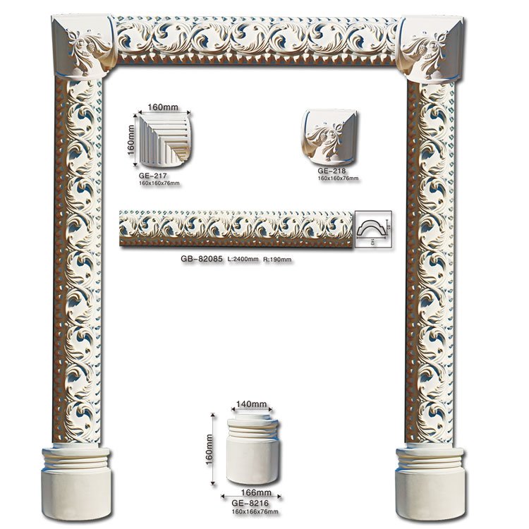 wholesale polyurethane Artificial 3d foam Exterior window Cornice frame Mouldings designs