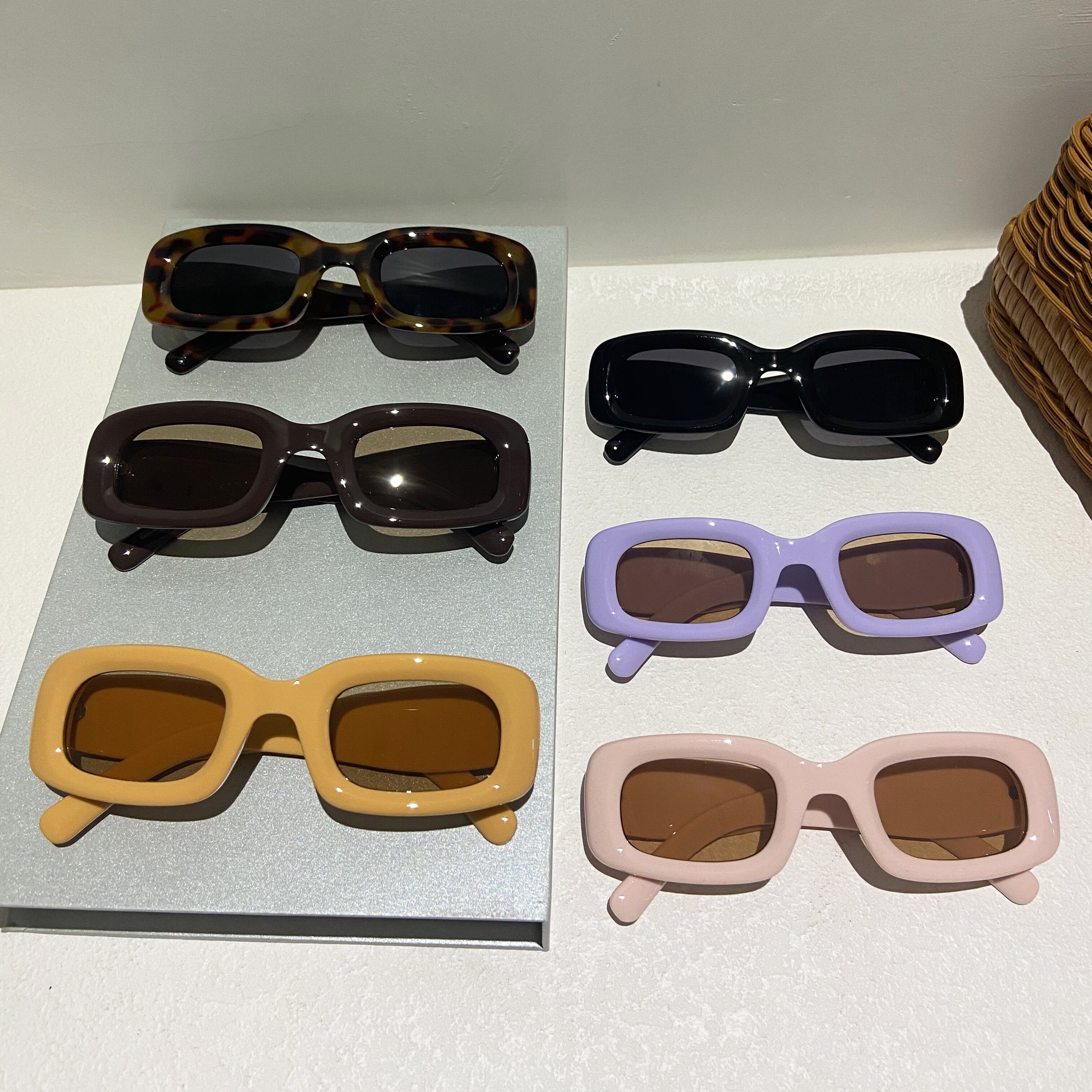 3404 Classic Retro Custom Rectangle Sunglasses Logo Women Vintage Candy Colors Y2k Square Purple Black Sun Glasses