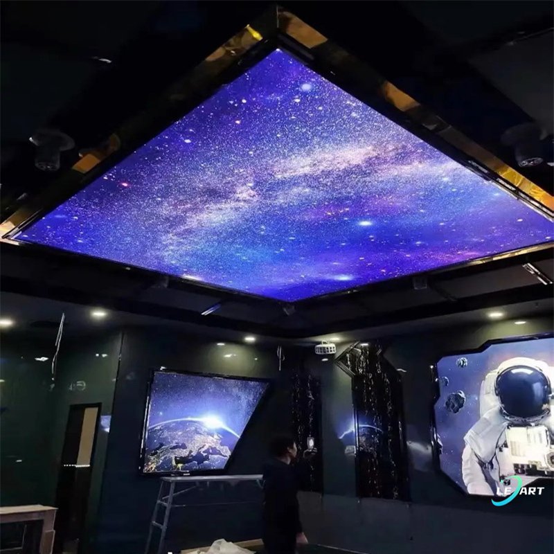 LeArt interior decoration material Night Sky pvc Stretch Ceiling Film for bar and lounge