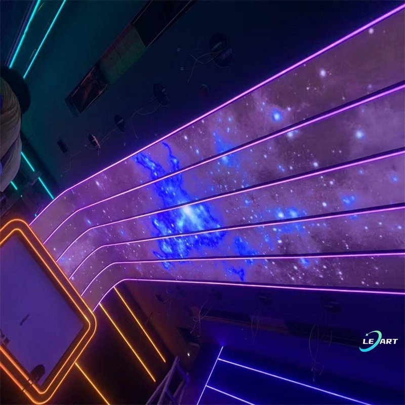 LeArt interior decoration material Night Sky pvc Stretch Ceiling Film for bar and lounge