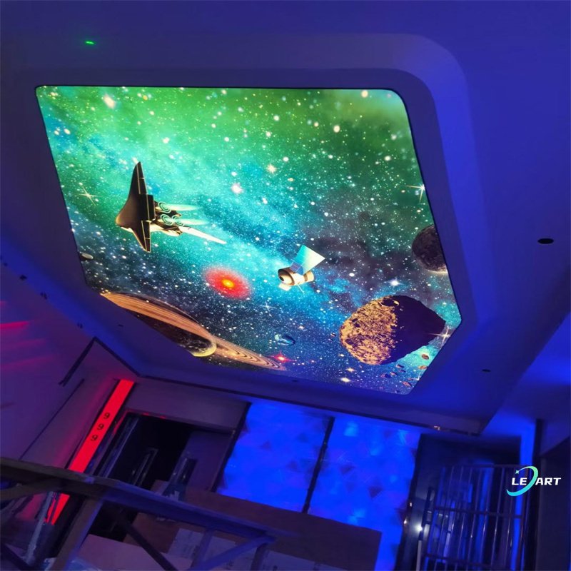 LeArt interior decoration material Night Sky pvc Stretch Ceiling Film for bar and lounge