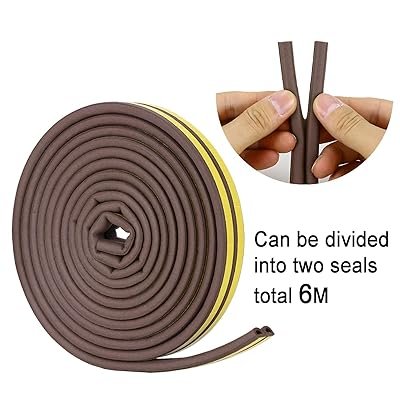 Door Weather Stripping - Self Adhesive Foam Seal Strip Weatherstripping for Doors Frame and Windows Gaps (Brown)