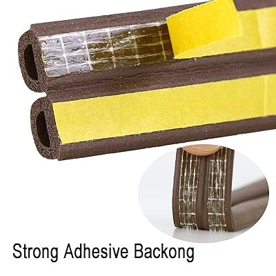 Door Weather Stripping - Self Adhesive Foam Seal Strip Weatherstripping for Doors Frame and Windows Gaps (Brown)