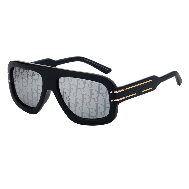 2024 New Arrival Pink Luxury Rectangle Blue Metal PC Thick Rim Gradient Spectacle Small Face Sunglasses Men Women Driving Travel