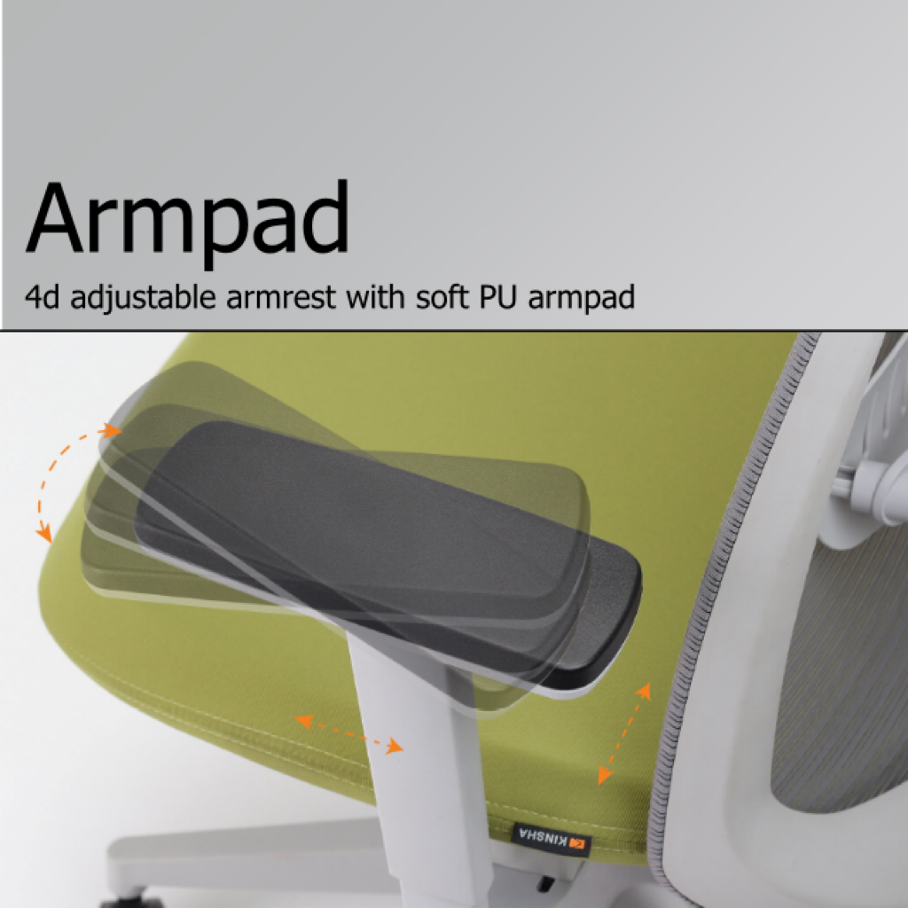 Ergonomic Office Chair Mid Back Swivel 4D Armrest Seat Slider Good For Body Alignment Chair