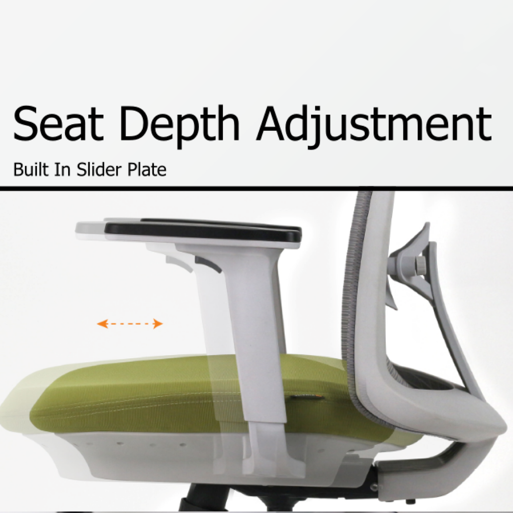 Ergonomic Office Chair Mid Back Swivel 4D Armrest Seat Slider Good For Body Alignment Chair